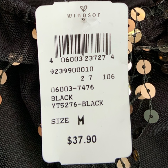 Windsor black sequence off the shoulder crop top M - Picture 4 of 4